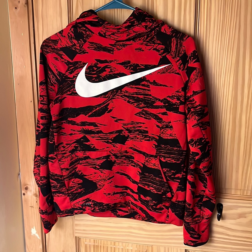 boys red & black nike hoodie